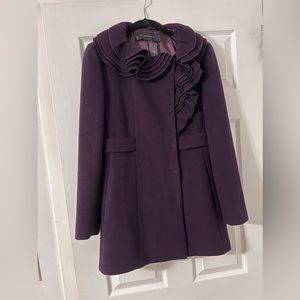 Elie Tahari Drew Coat Bordeaux 100% Wool Jacket